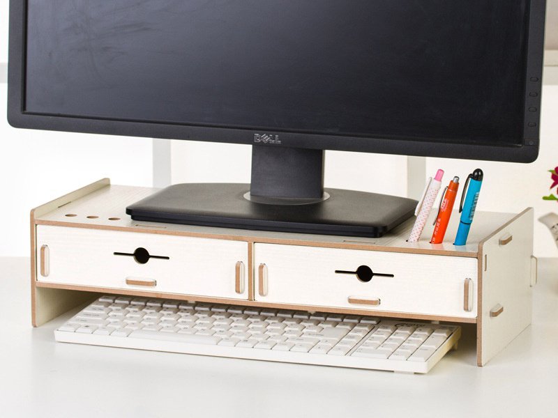 Wooden Computer Monitor Stand With Drawers White Crazy Sales We Have The Best Daily Deals Online