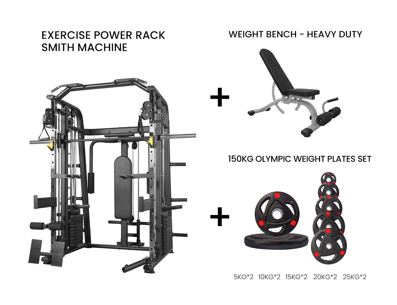 Luxury Home Gym - Smith Machine, Bench + Weights